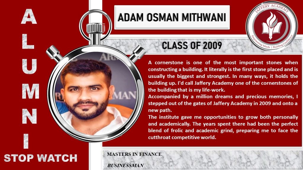 Alumni Stopwatch 5 – Adam Osman Mithwani
